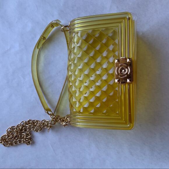 Yellow Diamond Pattern Crossbody Handbag - Picture 5 of 8